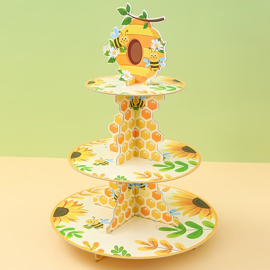 🐝 Torre Exhibidor “Bee Sweet” – Soporte de Cupcakes de 3 Niveles