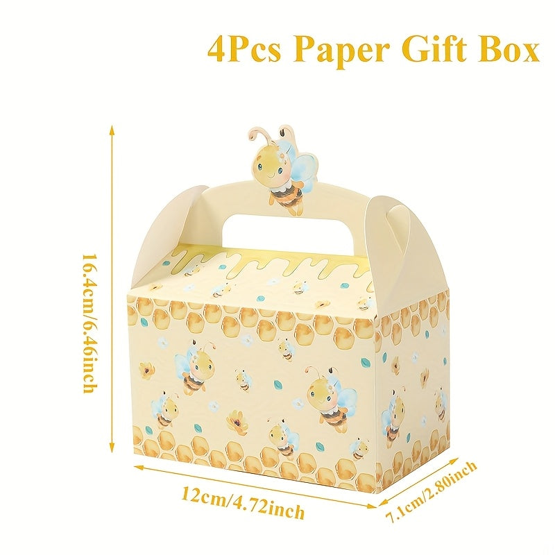 4 Cajas de Regalo con Asa "Bee Party" 🎁🐝