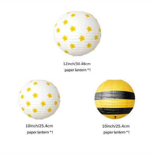 🐝 Set de 3 Linternas de Papel "Bee Party"