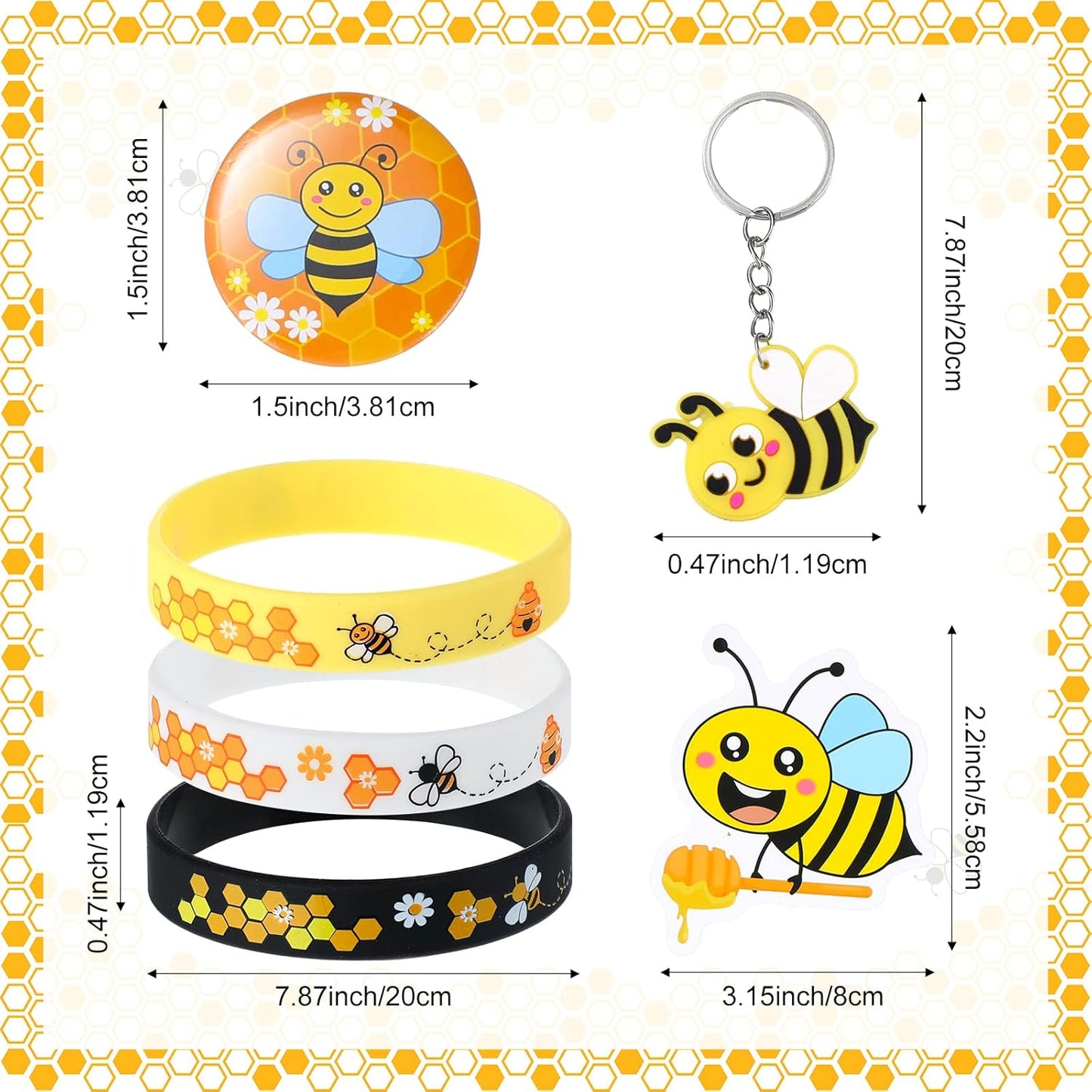 🐝 Recuerdos “Bee Party Fun” – Set de 110 Piezas Temáticas