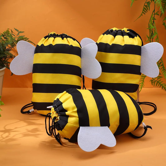 🐝🎒 Set de 12 Mochilas/Bolsas con Cordón “Bee Party”