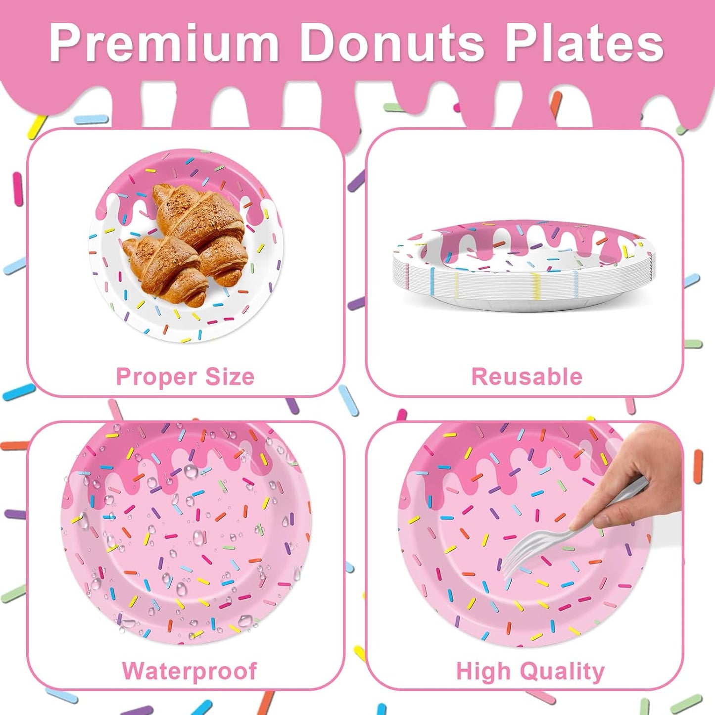 Set “Pink Donut Party” para 24 Personas 🩷🍩🍽️