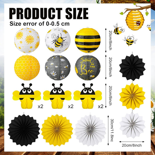 Kit “Bee Party Glow” – Set de 18 Decoraciones Colgantes