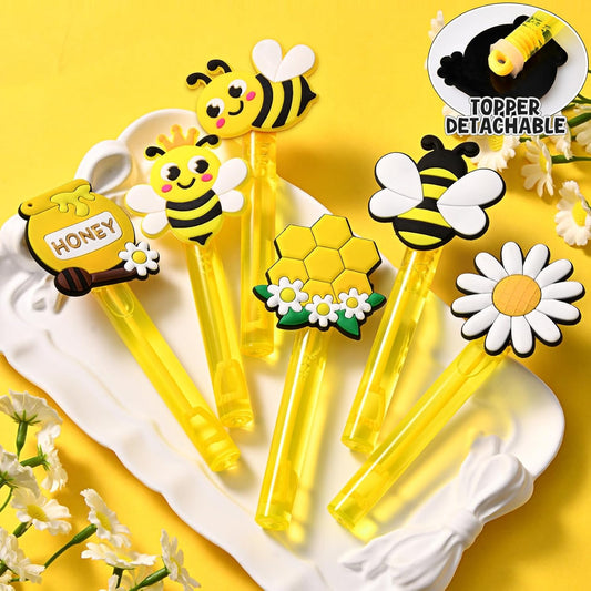 🐝🫧Recuerdos “Bee Party Fun” – Set de 24 Varitas de burbujas