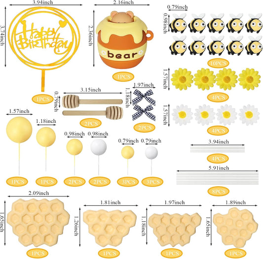 Toppers “Bee Party Scene” 🐝🎂✨– Set de 40