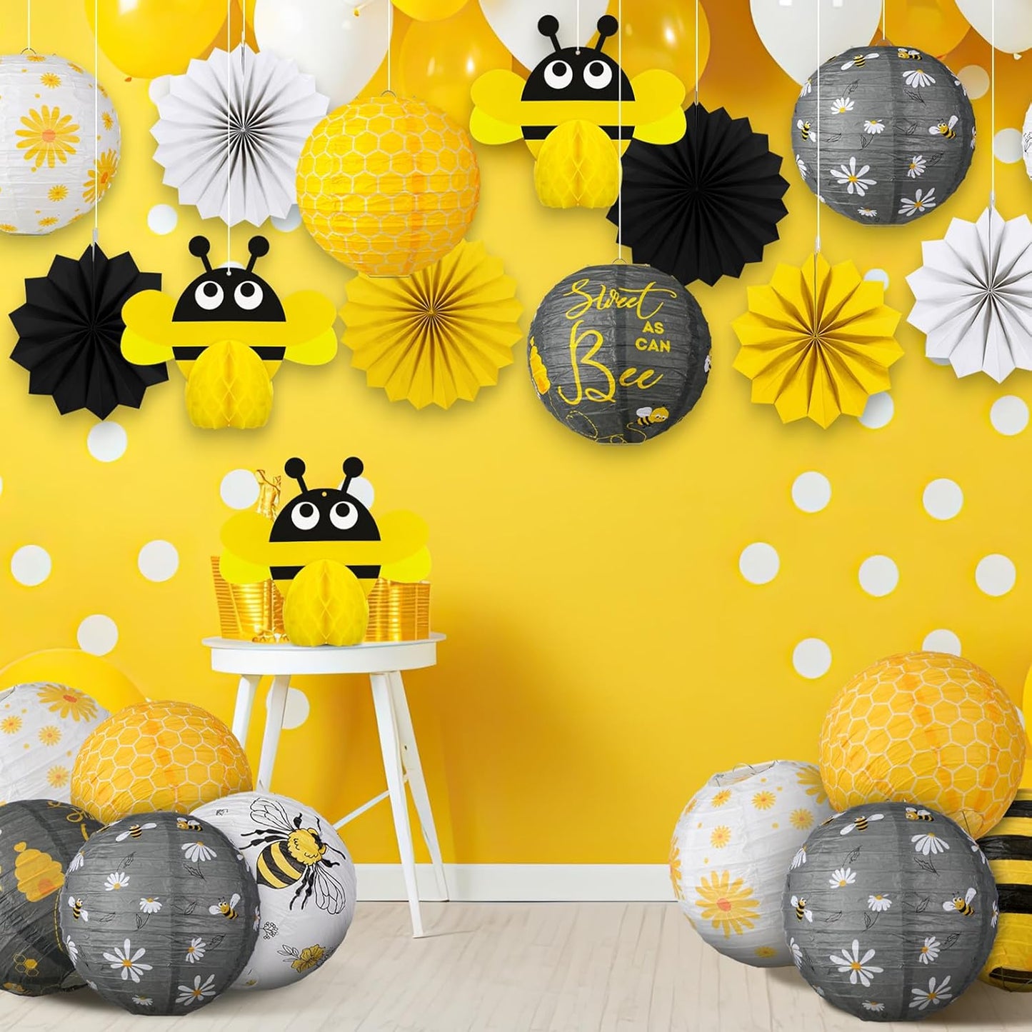 Kit “Bee Party Glow” – Set de 18 Decoraciones Colgantes