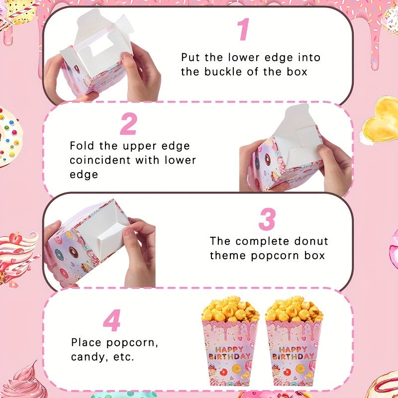 Cajas para golosinas “Donut Popcorn” (x6) 🍩🍿🎉