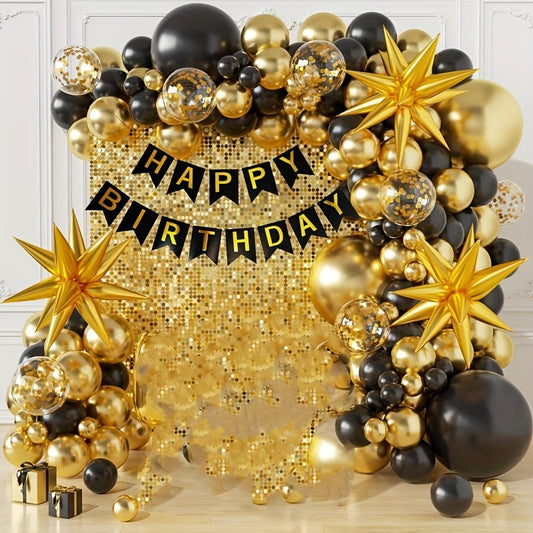 Kit de Globos Elegancia Dorada (132 piezas) 💛🖤✨