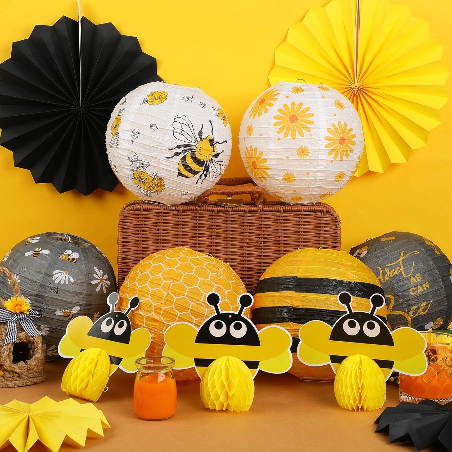 Kit “Bee Party Glow” – Set de 18 Decoraciones Colgantes