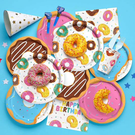 Set “Donut Party” Desechable para 16 Personas 🍩🍽️