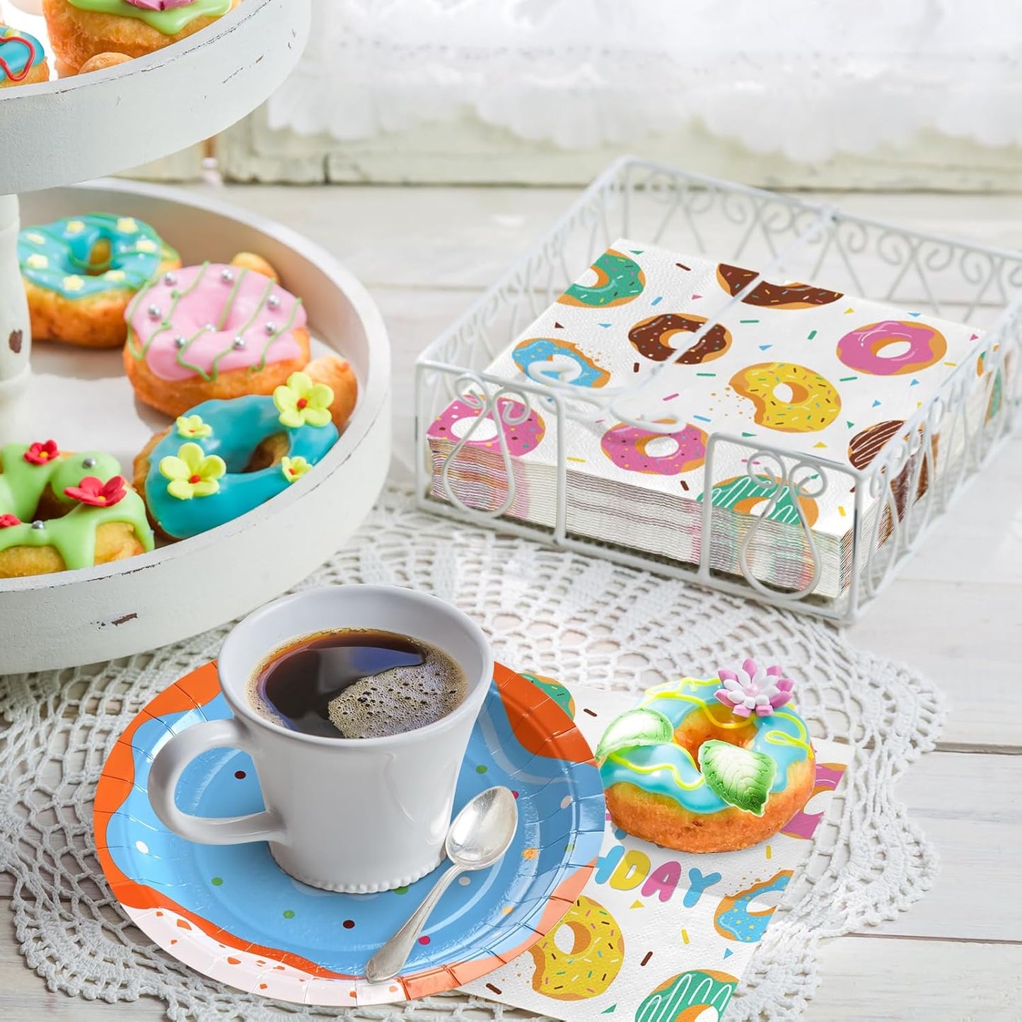 Set “Donut Party” Desechable para 16 Personas 🍩🍽️