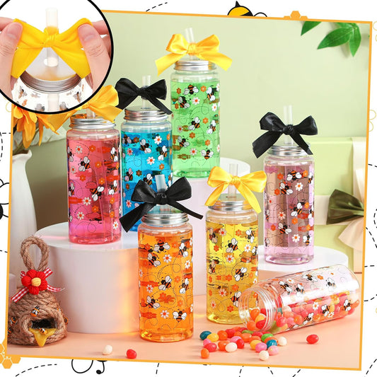 Set de 12 Vasos Reutilizables con Cinta 🐝⚫🟡