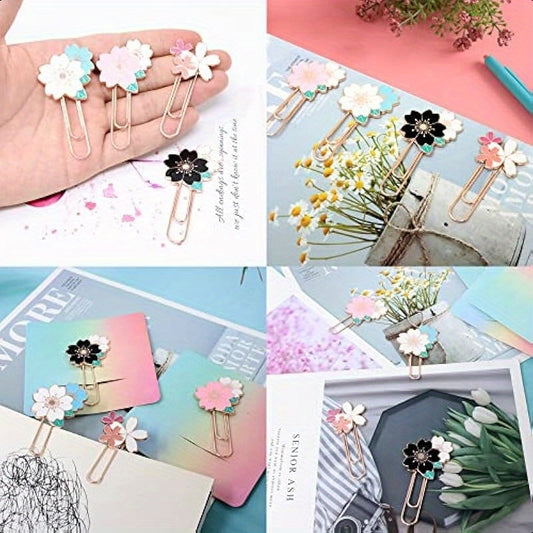 Marcalibros o clips metálico Sakura 🌸 (4Pcs)