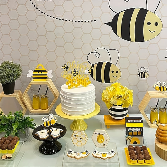 Topper “Happy BeeDay” – 1 Pieza Grande con Glitter Dorado 🎂🐝