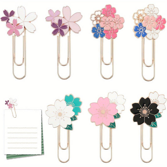 Marcalibros o clips metálico Sakura 🌸 (7Pcs)