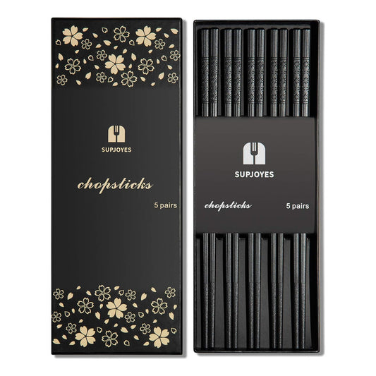 Set de Palillos Japoneses Sakura Black (x5 pares de palillos) 🍣🌸