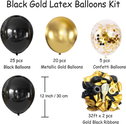 Kit de Globos Negro y Dorado (50 piezas) 💛🖤