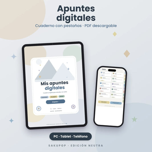 Apuntes digitales con pestañas | Cuaderno digital PDF
