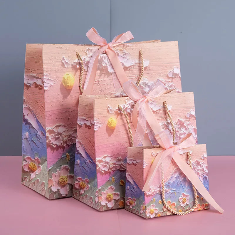Bolsa de Regalo con Diseño Floral de Pintura al Óleo 🎨💐