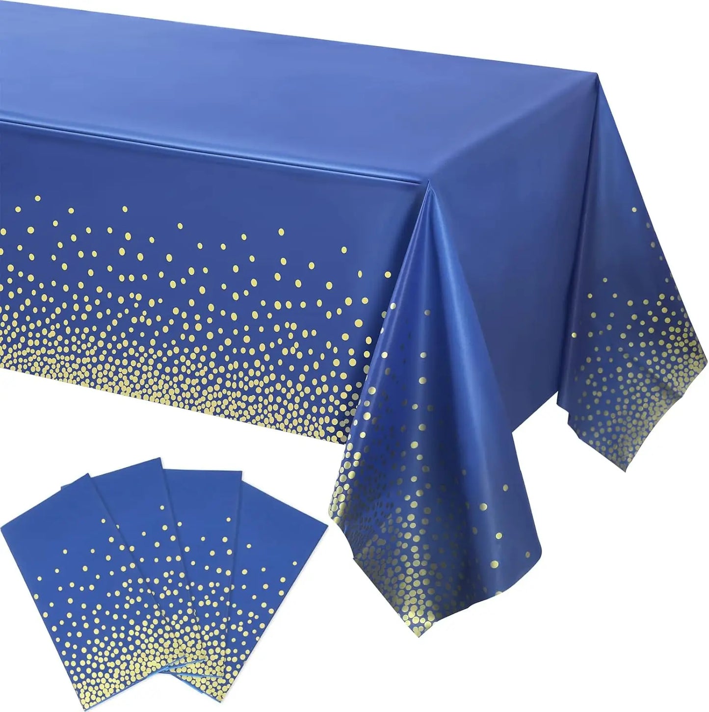 🔵🟡 Set de Fiesta Desechable – Azul con Puntos Dorados