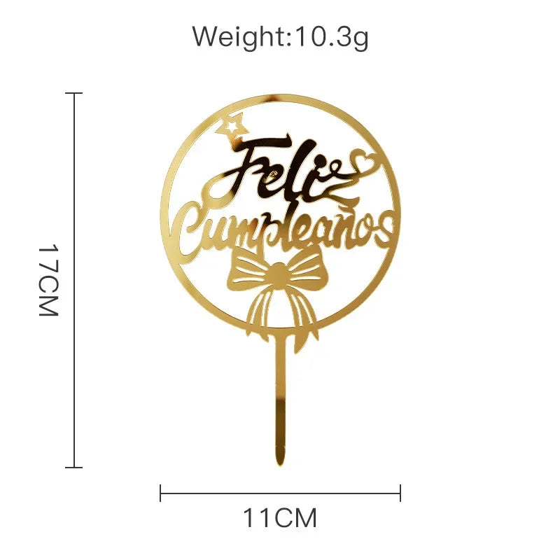 Topper "Feliz Cumpleaños" en Acrílico 🎂✨