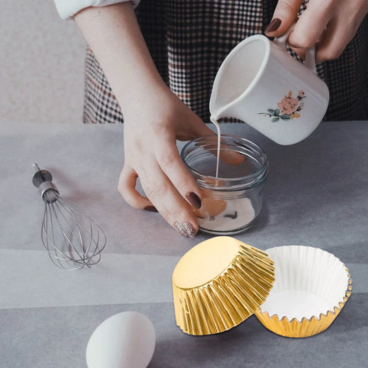 🧁Set 100 Moldes de Papel Dorados
