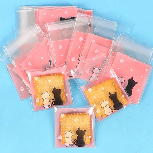 100Pcs Bolsas Autoadhesivas con Diseño de Gatos 🐱🎁
