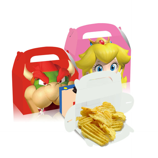 12Pcs Cajas de Regalo con Asa temática Mario Bros