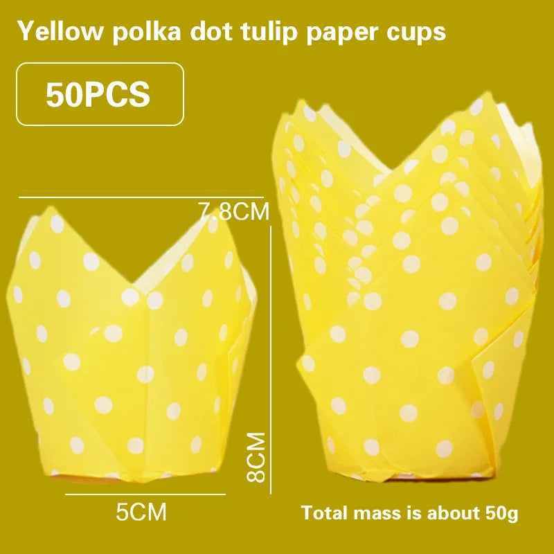 Set 50 Moldes papel Tulipán para Cupcakes 🧁🌷