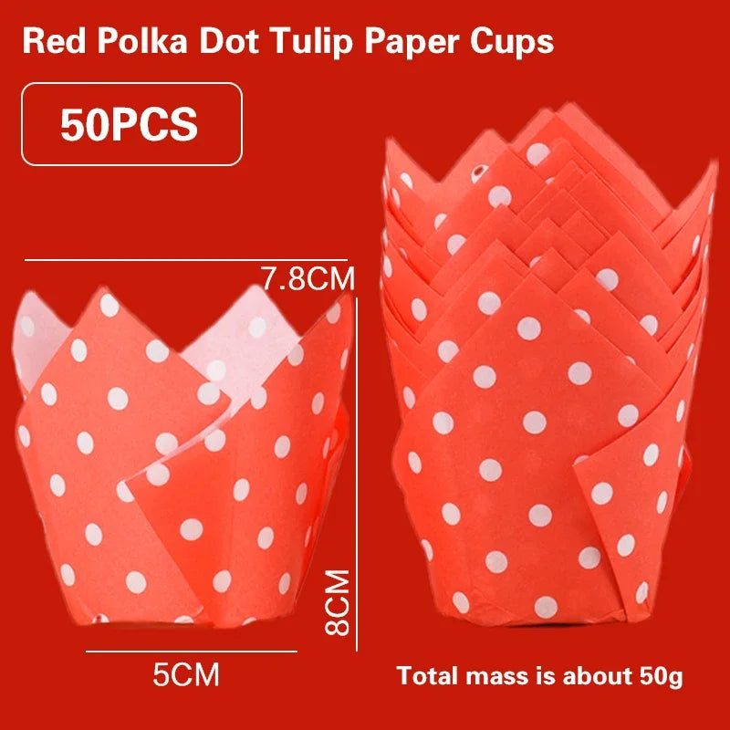 Set 50 Moldes papel Tulipán para Cupcakes 🧁🌷