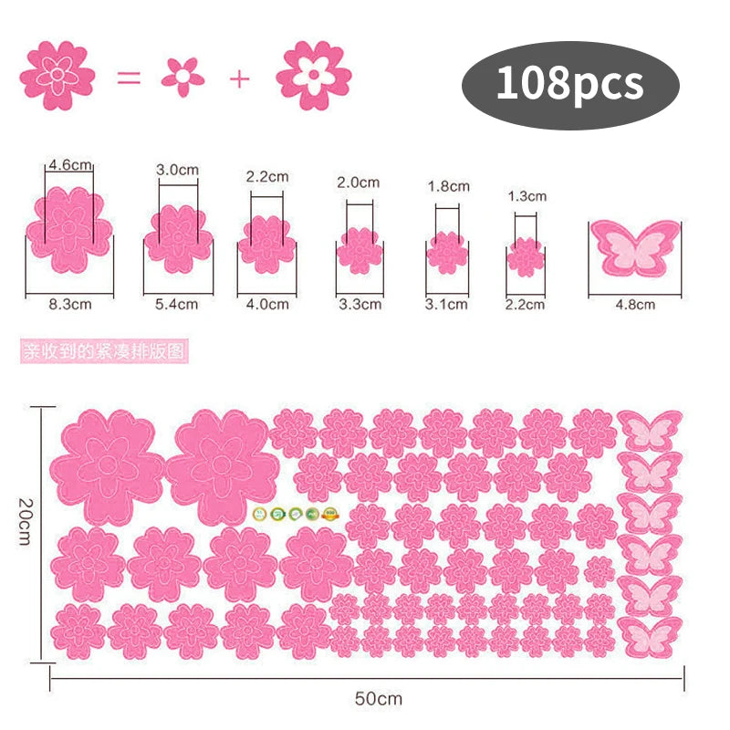 Vinilos de Sakura para Pared - 108 Pcs