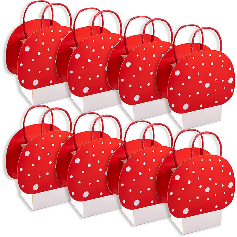 Set de 8 Bolsas de Regalo con Diseño de Hongo Rojo