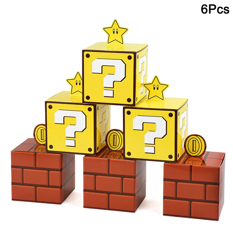 6Pcs Cajas de Regalo – Tema de Videojuegos para Fiestas Infantiles 🎮🎁