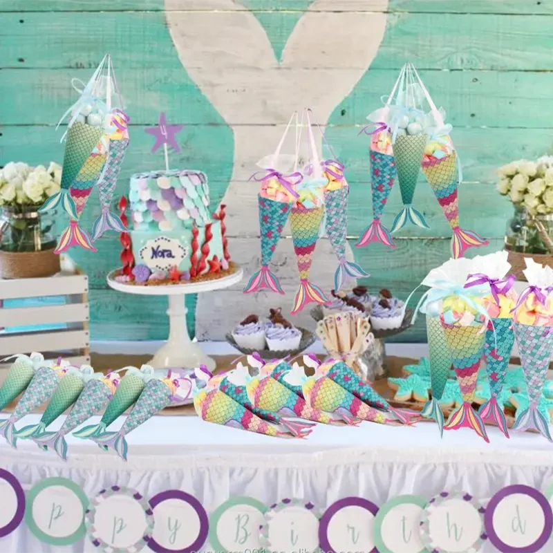 12Pcs Cajas de Dulces con Diseño de Sirena