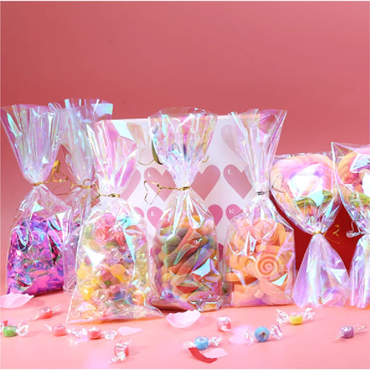 50Pcs Bolsas de Regalo con Película Iridiscente 🌈✨
