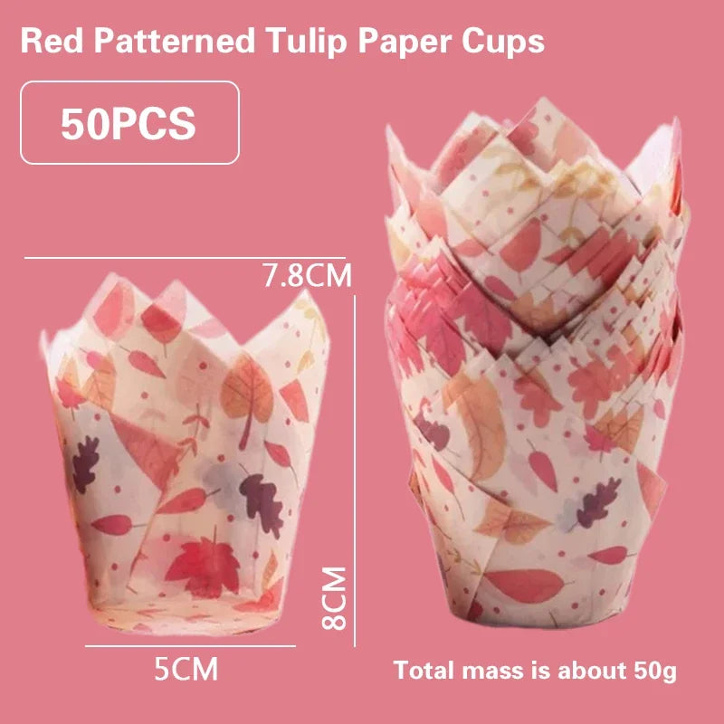 Set 50 Moldes papel Tulipán para Cupcakes 🧁🌷