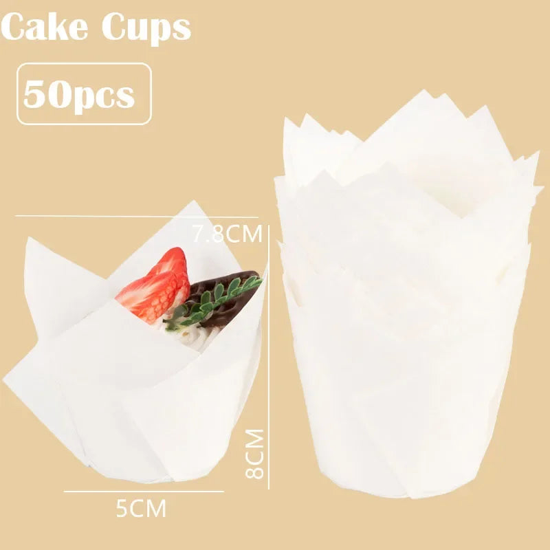 Set 50 Moldes papel Tulipán para Cupcakes 🧁🌷