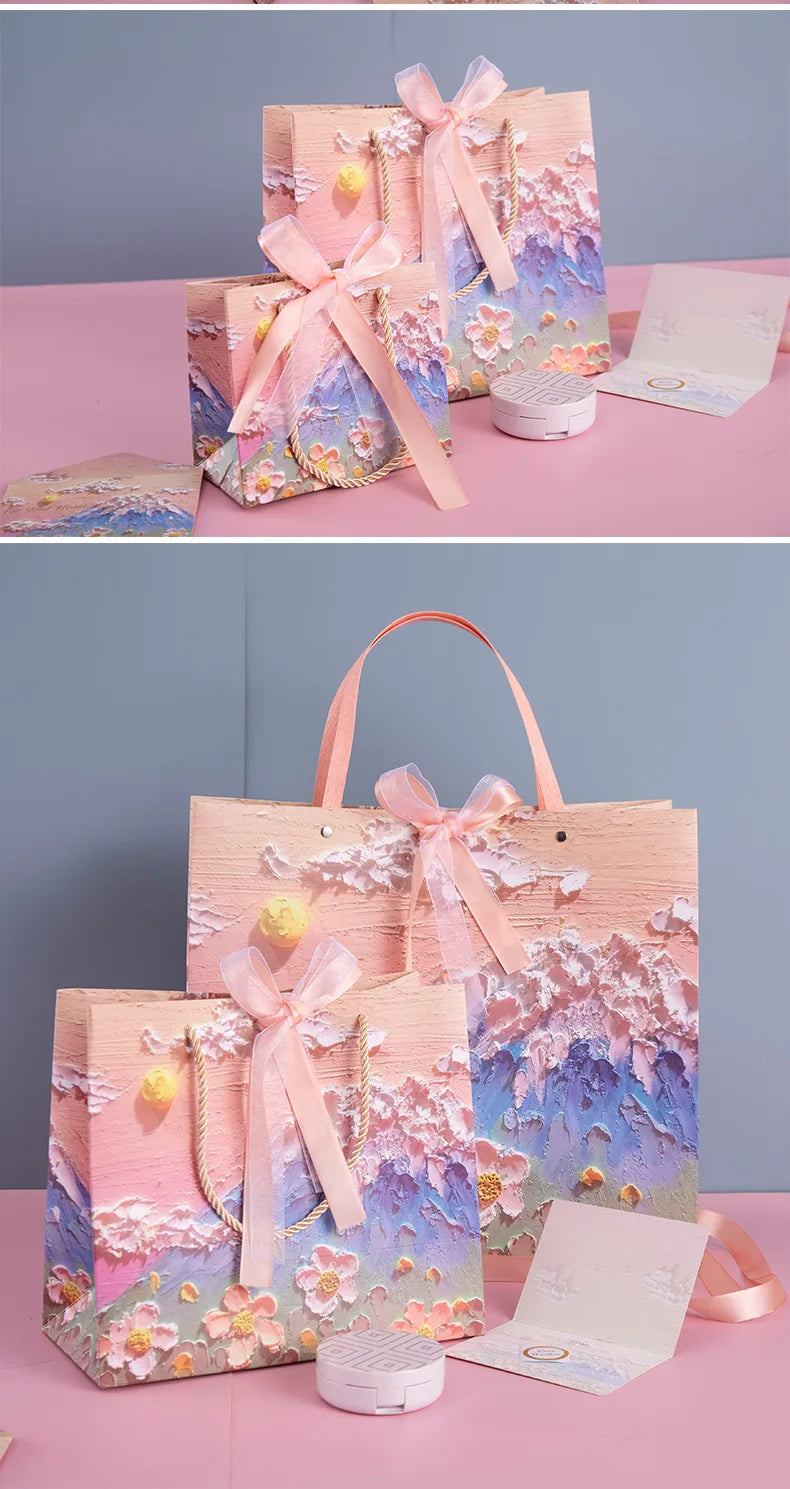 Bolsa de Regalo con Diseño Floral de Pintura al Óleo 🎨💐