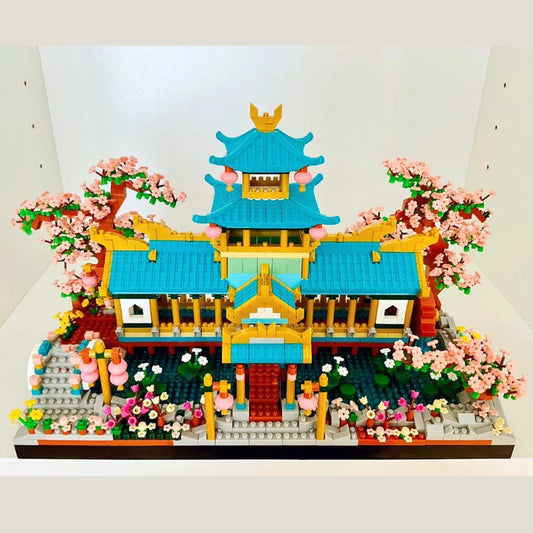 Bloques de Construcción Sakura Blossom Casa Azul🌸🏡