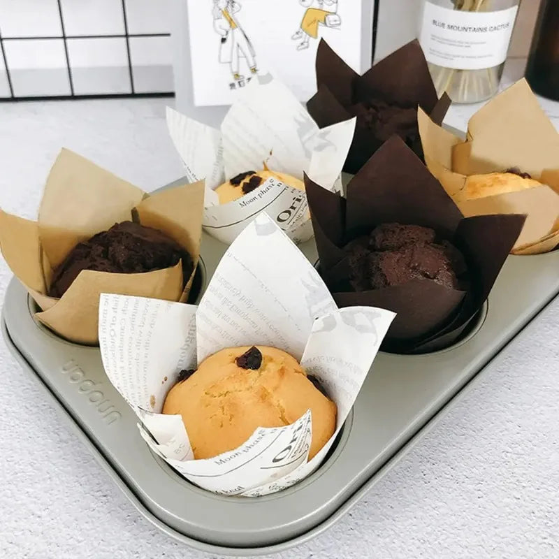 Set 50 Moldes papel Tulipán para Cupcakes 🧁🌷