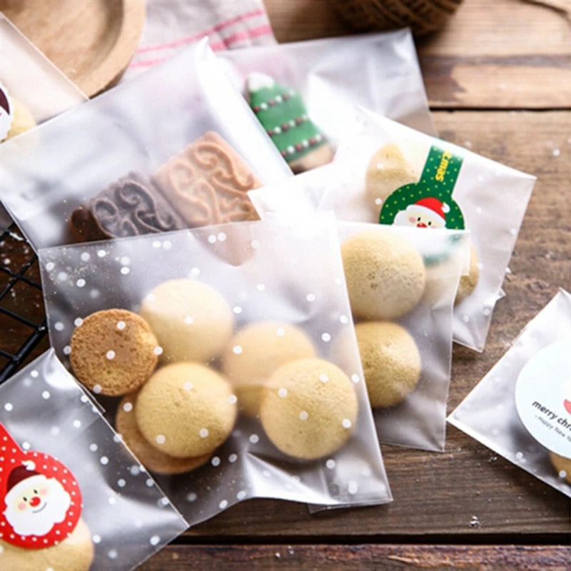 100Pcs Bolsas Transparentes con Puntos Blancos – Autoadhesivas para Dulces y Galletas 🎉🍪