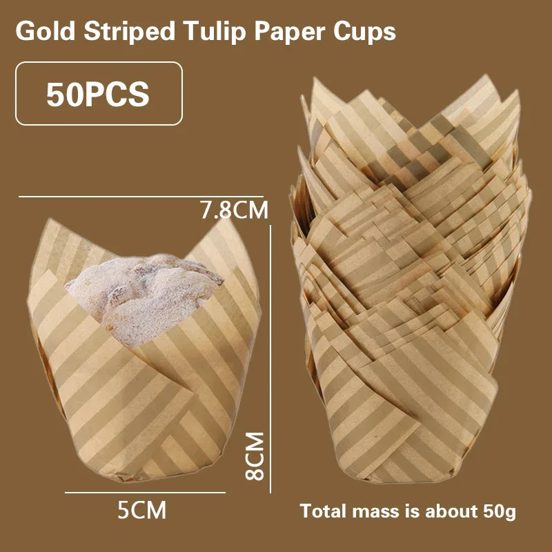 Set 50 Moldes papel Tulipán para Cupcakes 🧁🌷