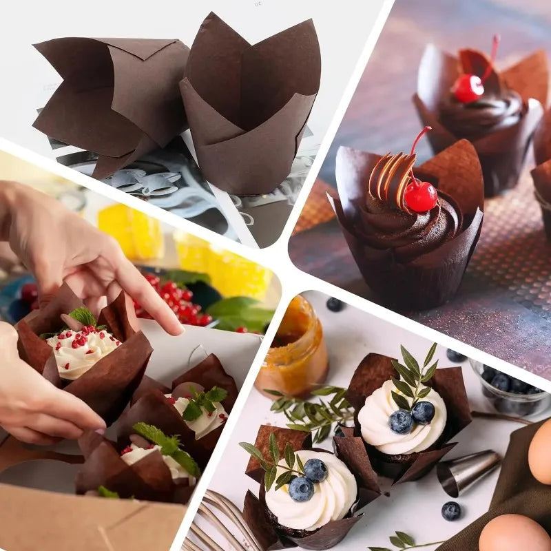 Set 50 Moldes papel Tulipán para Cupcakes 🧁🌷