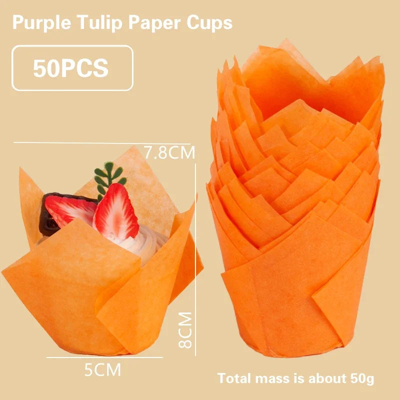 Set 50 Moldes papel Tulipán para Cupcakes 🧁🌷