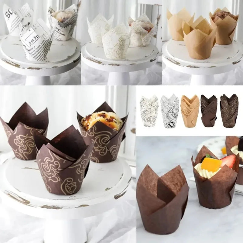 Set 50 Moldes papel Tulipán para Cupcakes 🧁🌷