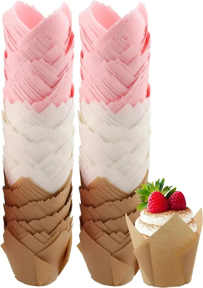 Set 50 Moldes papel Tulipán para Cupcakes 🧁🌷