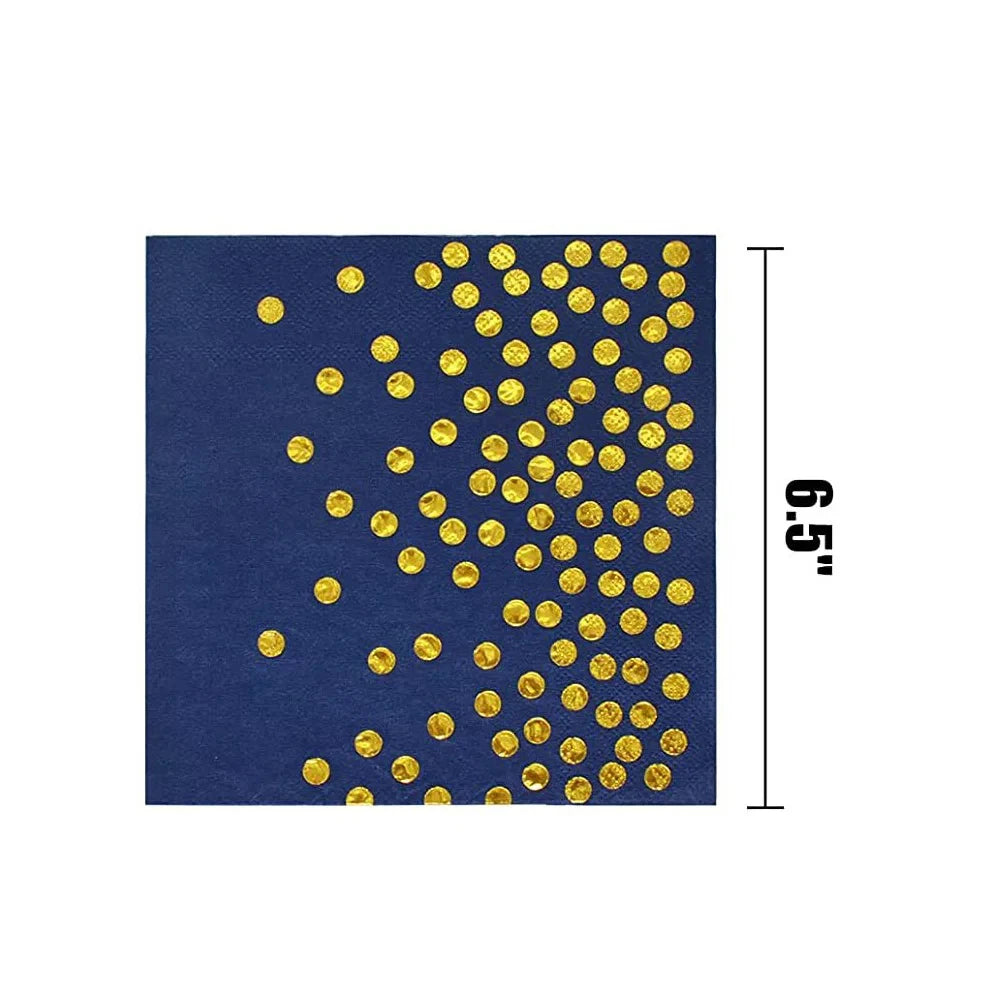 🔵🟡 Set de Fiesta Desechable – Azul con Puntos Dorados
