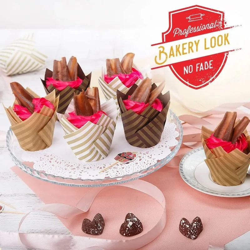 Set 50 Moldes papel Tulipán para Cupcakes 🧁🌷