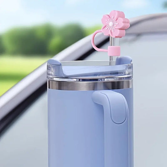 🌸 Protectores para Sorbetes – Cherry Blossom Silicone Straw Tips ☕✨