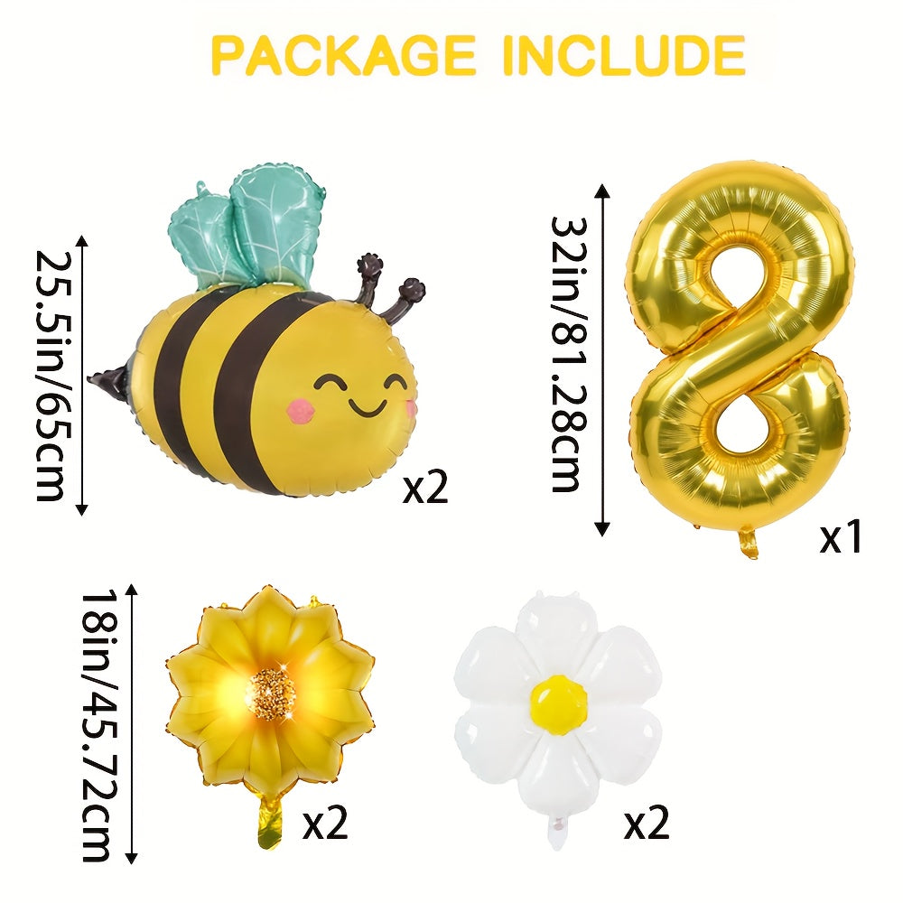 Set de Globos "Bee Party" con Números Dorados 🐝🌼